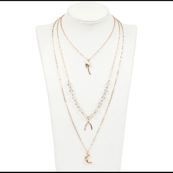 Bohemian 3 layer bead lucky charm choker necklace - Picture 2 of 5